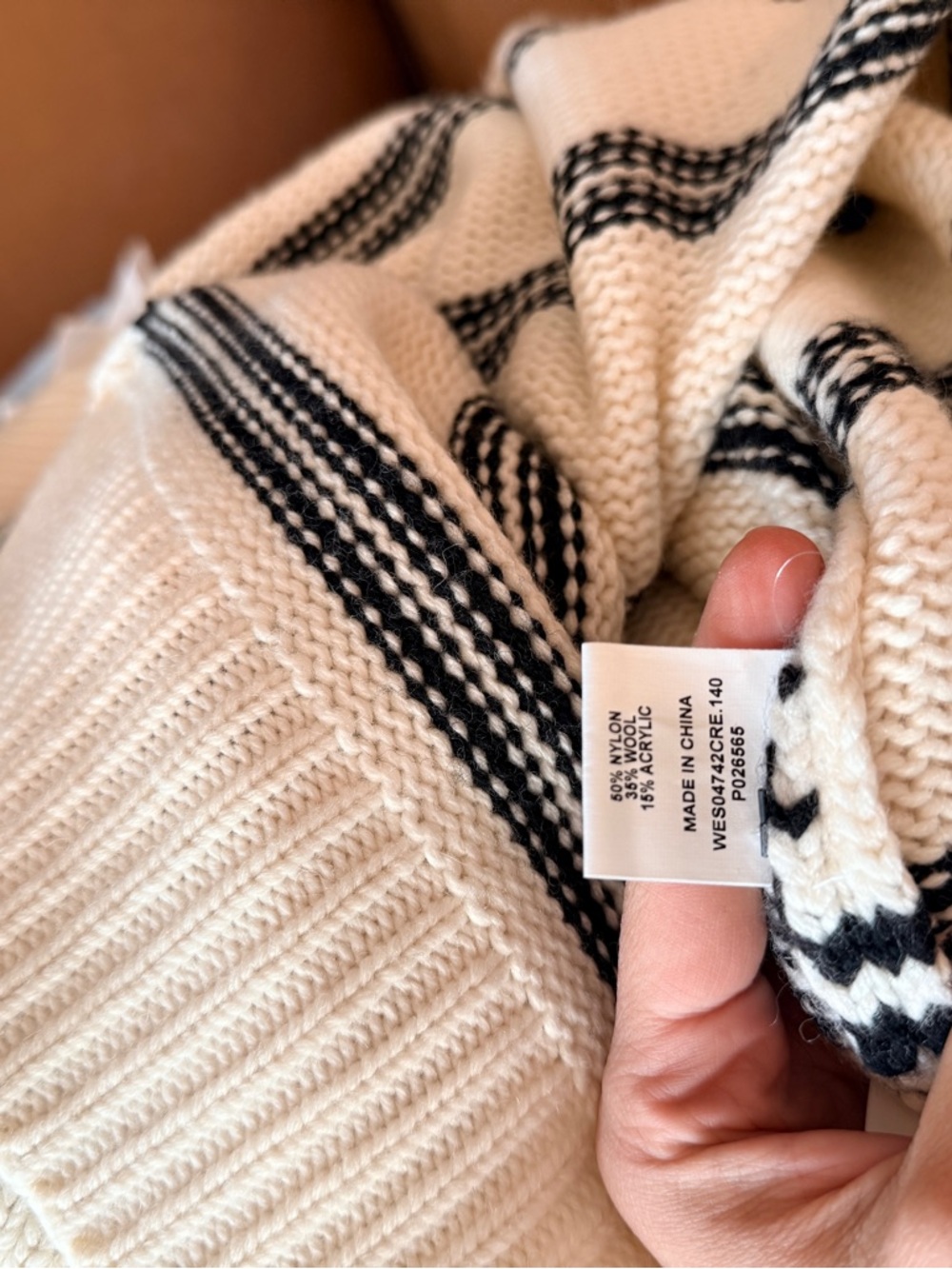 DISSH NWT Women's Cream Knit Quarter-Zip Sweater with Navy Stripes - Picture 5 of 5